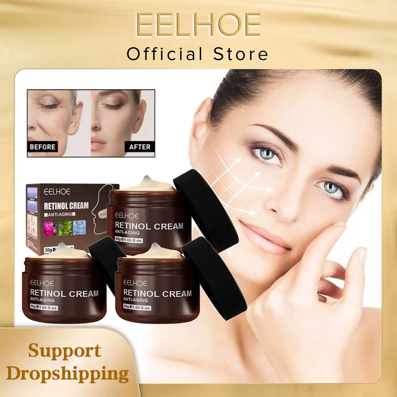 

3pcs Firming Face Cream Fade Fine Lines Lifting Skin Wrinkle Remover Moisturizing Remove Dark Spot Anti Aging Cream Beauty Care