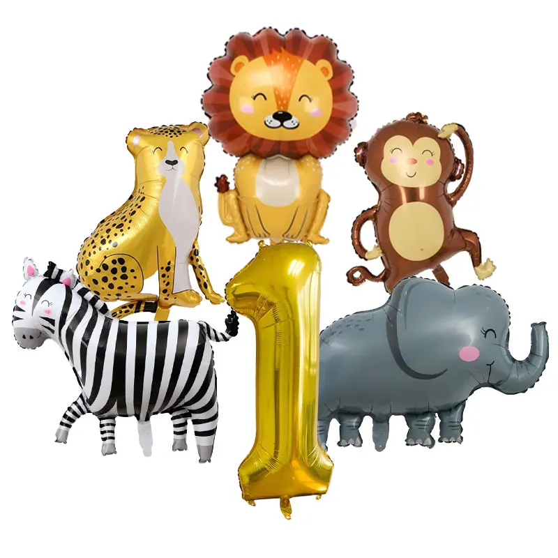 Dschungel-Themen Geburtstagsparty Dekoration Tiere Ballons Tischgeschirr Becher Teller Servietten Banner Hintergrund Wimpel Kinderparty Zubehör – Detail 36