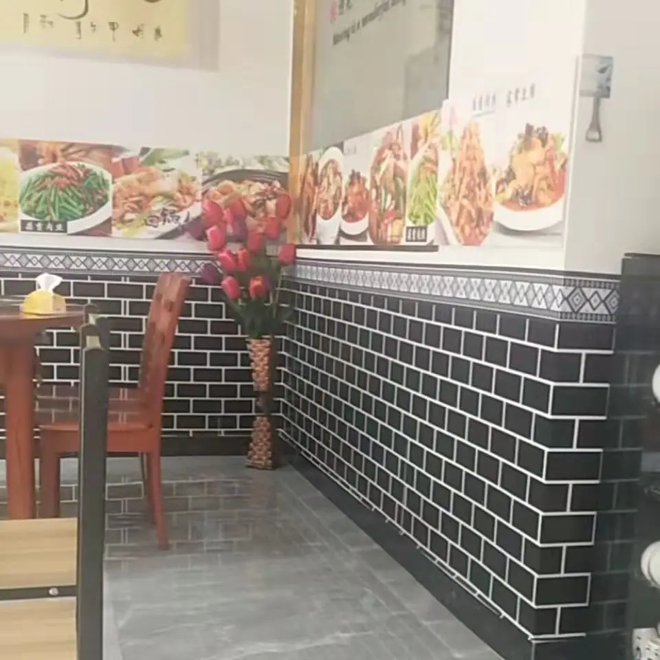 벽돌 패턴 자체 접착 벽지, 방수 필 및 스틱 벽 스티커, 레스토랑 배경 벽 장식 리노베이션
