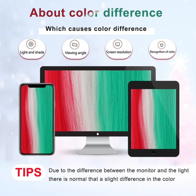 LUPU Red White and Green Christmas Ponytail Wig Suitable for Braiding 2 packs of 26 inch Colorful Holiday Hairstyle Accessories