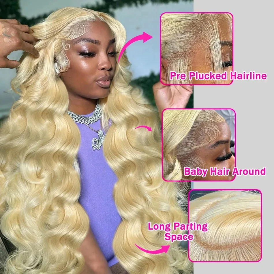 Human Hair Wig 32 34 Inch Honey Blonde 13x4 HD Lace Front 613 Color Body Wave 180 Density 13x6 Lace Frontal Brazilian For Women