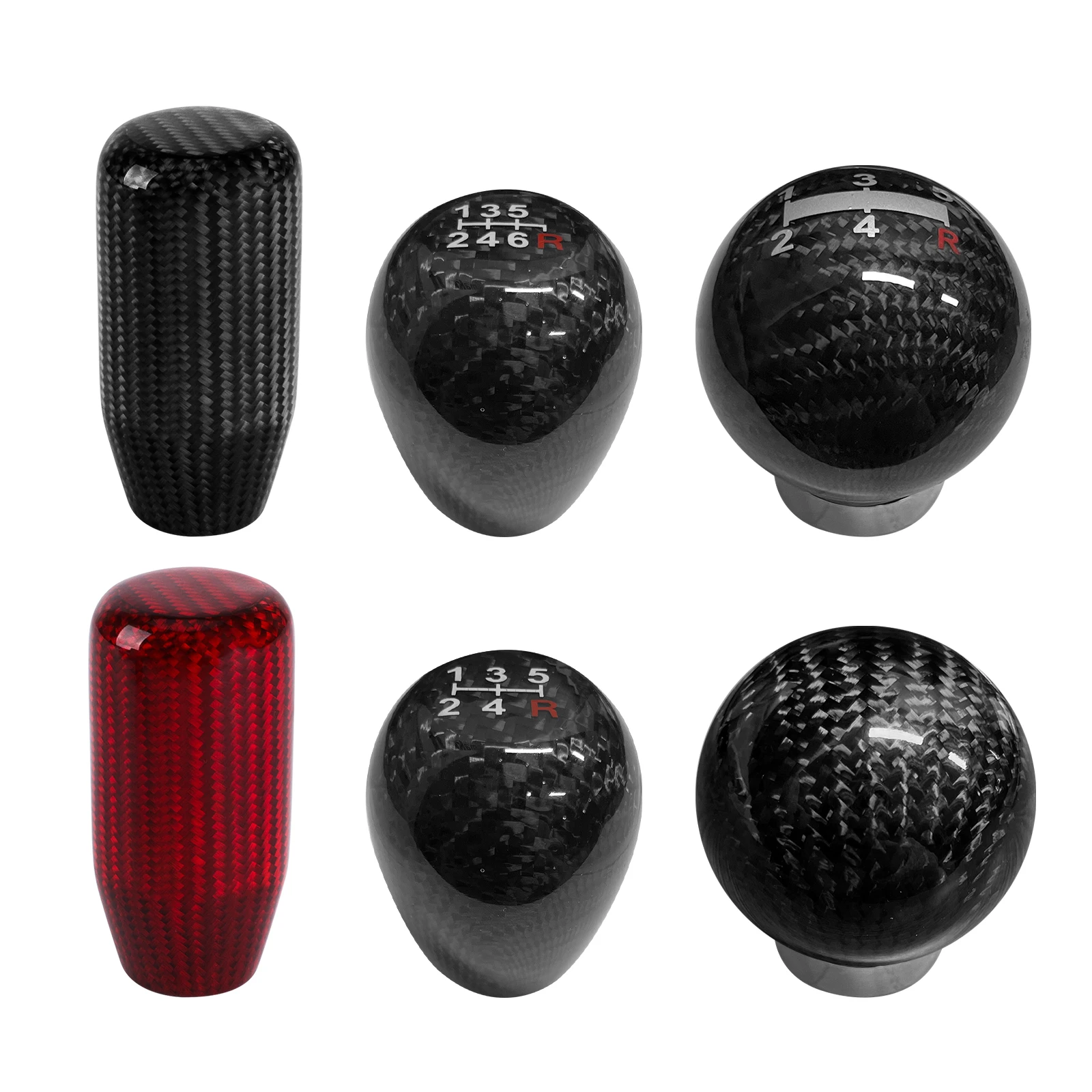 Real Carbon Fiber Jdm Gear Shift Knob 5/6 Speed Round Ball Shape Manual