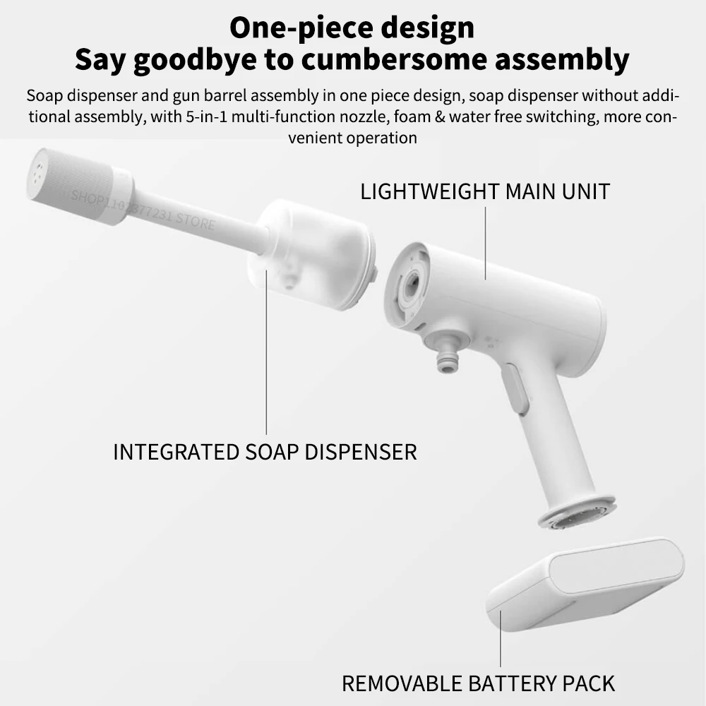 Xiaomi Mijia Electric Car Washer Gun 2.4MPA High Pressure Cleaner Foam Nozzle Auto Cleaning Care Cordless Car Washing Water Gun 3