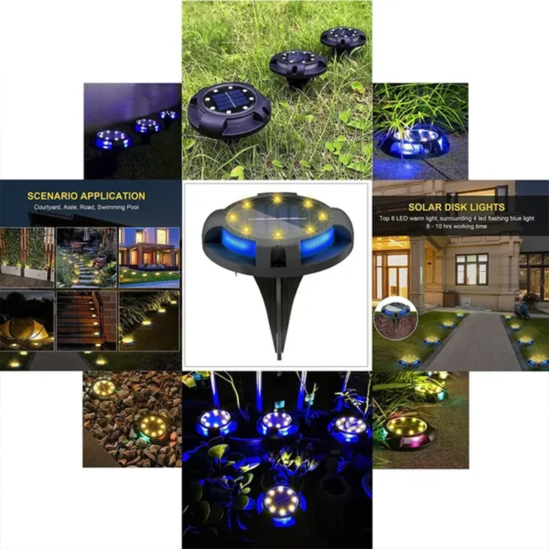 Description Picture 6 of item12LED Solar Power Disk Light Outdoor Garden Solar Underground Light Deck Light Spotlight Buried Solar Led Lamp Garden Decor