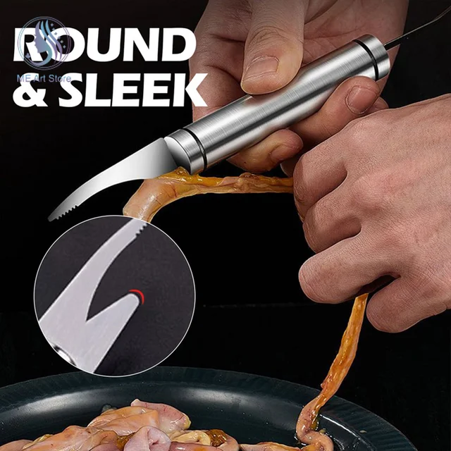 Coltello Pela E Pulisci Gamberetti In Acciaio Inox - 2 Pezzi Con Manico In Legno - Foto 12