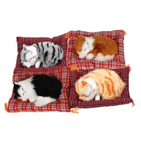 Lovely Plush Kittens Doll Toy Home Decoration Car-styling Car Ornaments Cute Simulation Sleeping Cats Dashboard Decoration 1