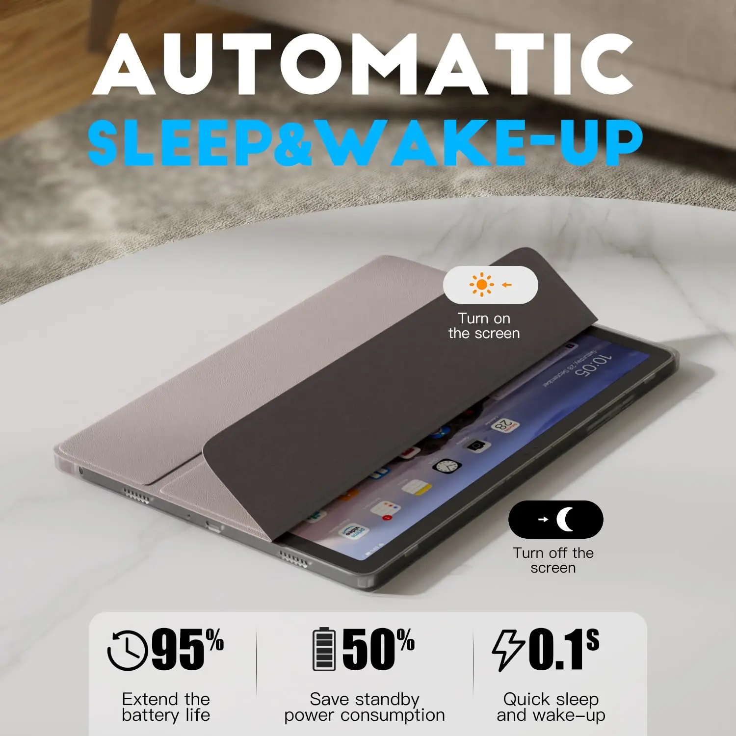 Magnetic Flip Smart Cover with Transparent Pencil Holder