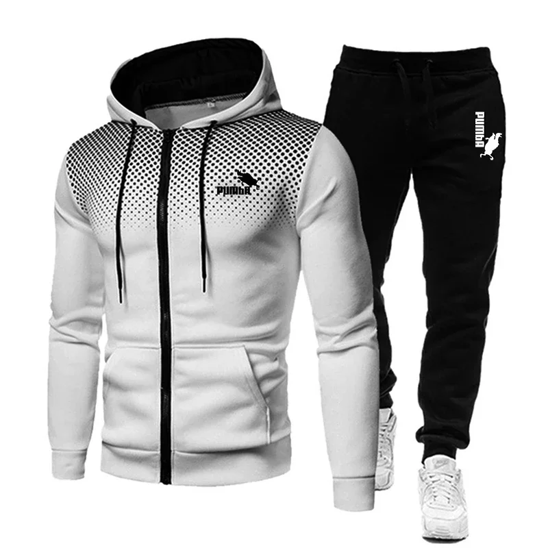 Sports Printed Hoodie Sets for Men Male Luxury Fleece Zip Casual Designer Sportswear Suits Clothing 2023 New Brand Spring Summer