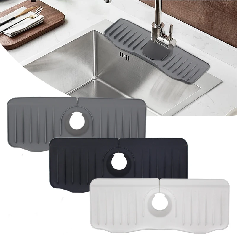 

Kitchen Silicone Faucet Mat Water Ripples Faucet Water Catcher Mat Large Sink Splash Pad Countertop Protector Bathroom