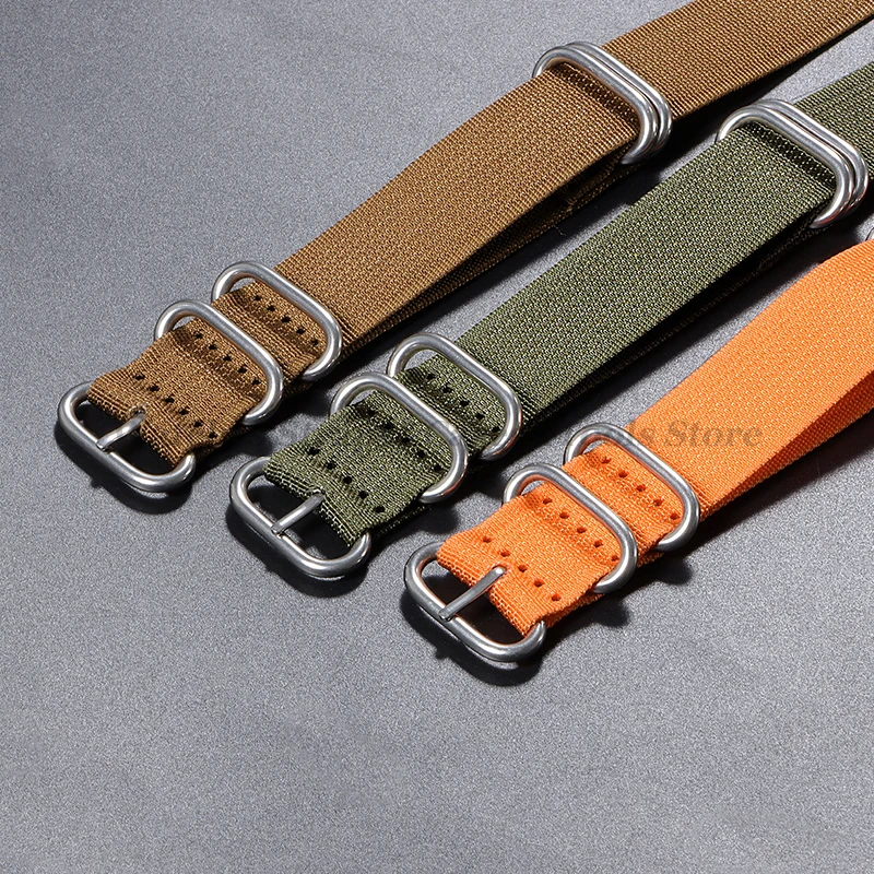 Watch Strap Nylon Silver Black Gold Ring Buckle 18mm 20mm 22mm 24mm Man Women for Seiko Ribbed Braid Replace Watch Accessories