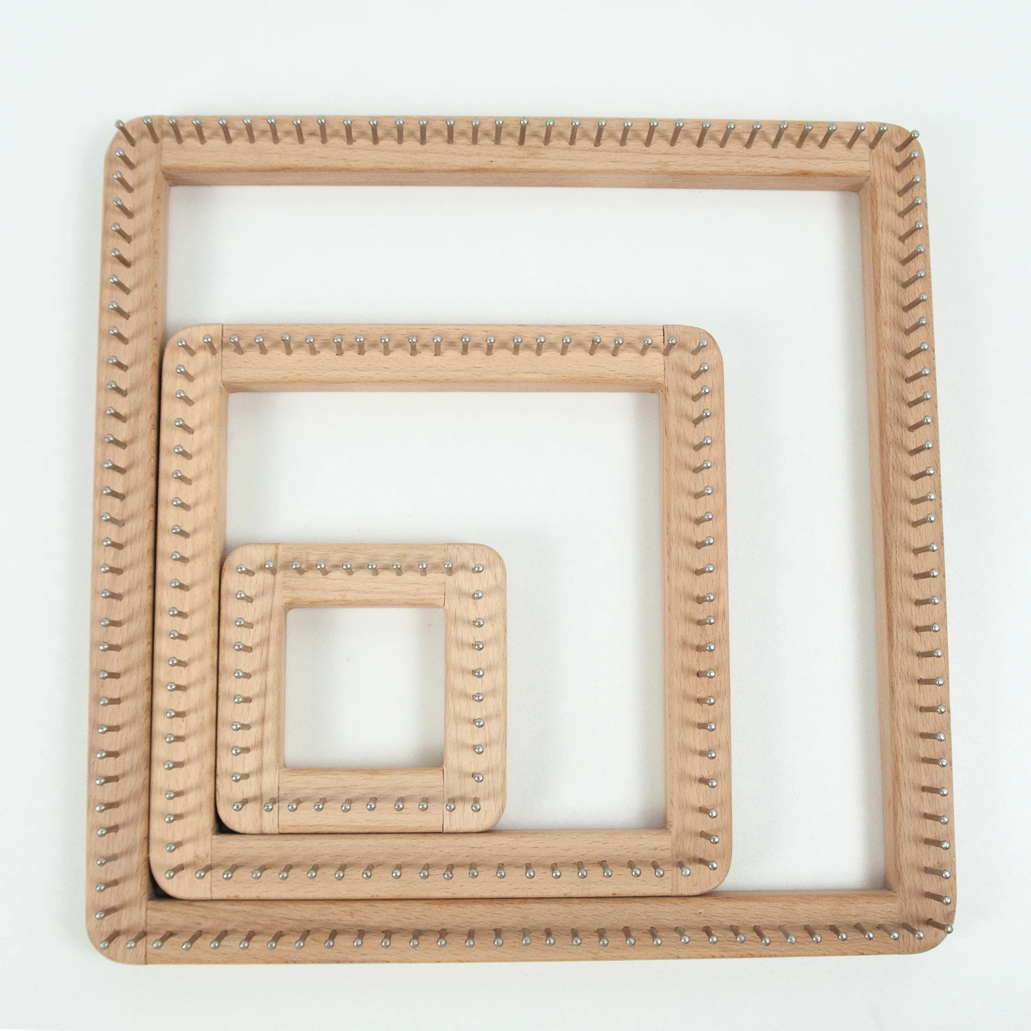 Description Picture 2 of itemWooden Spool Knitting Loom Square Crochet Board Weaving Pegs Wood Weaving Loom for Yarn Cord Knitter DIY Yarn Knitting Tool