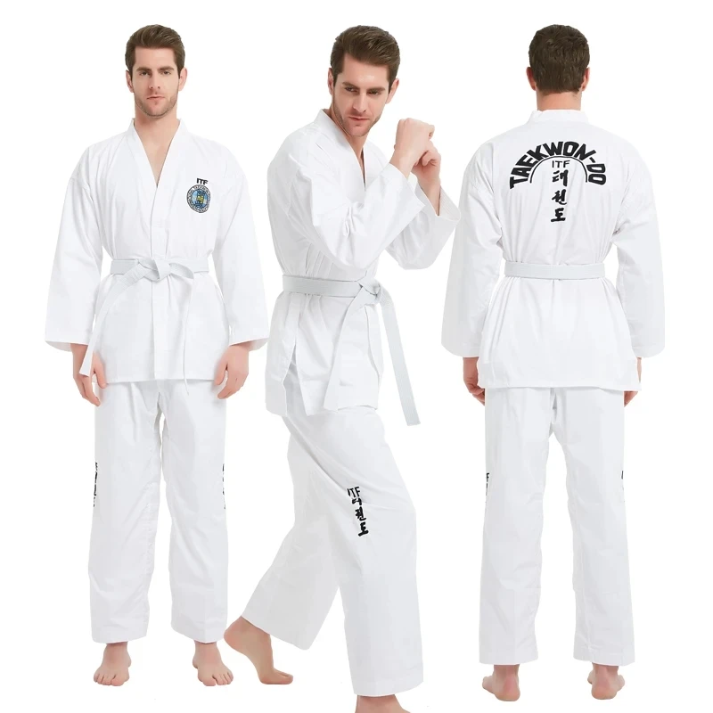 Uniforme de Taekwondo profesional ITF, traje de Doboks para estudiantes, de artes marciales Kimono, ropa TKD, manga larga, Fitness Gi