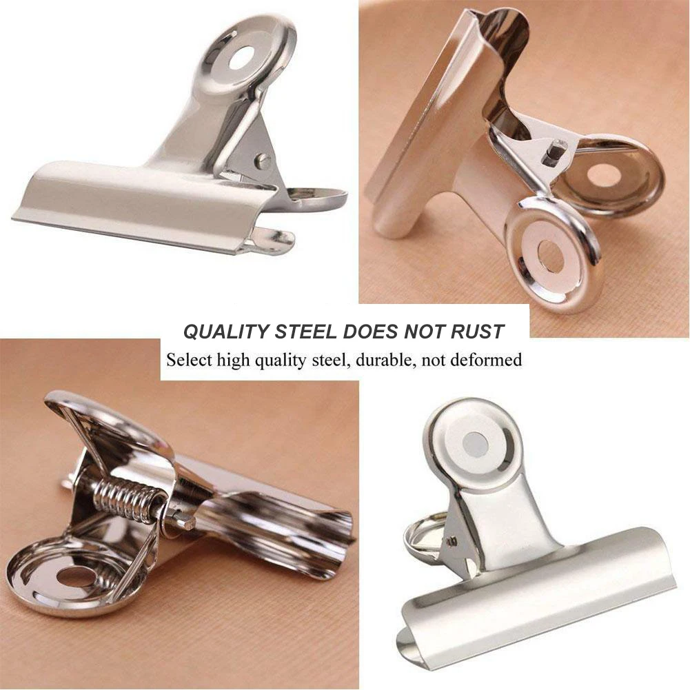 4 Pcs Round Metal Grip Clips Silver Bulldog Clip Stainless Steel Ticket  Clip Stationery Bills Metal Clip Office Supplies - AliExpress