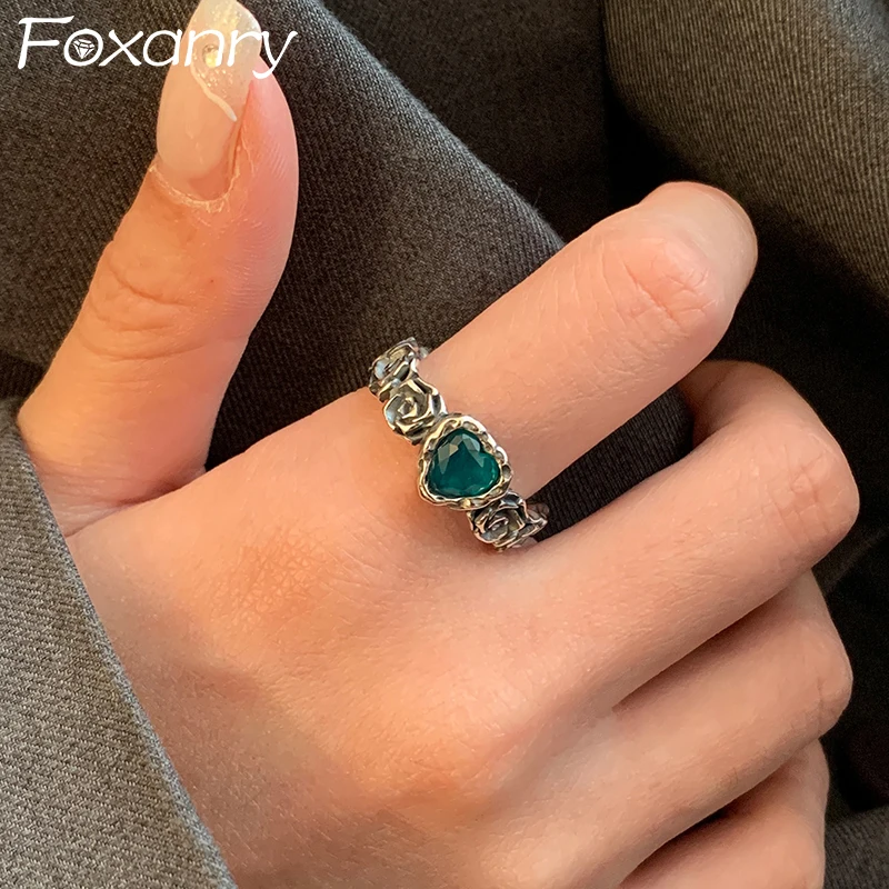Кольца FOXANRY с цветком розы 925 ювелирные изделия для вечеринок женщин и пар новые