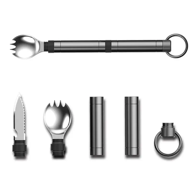 

Столовые приборы для кемпинга на открытом воздухе, складная посуда, нож, вилка, ложка, столовые приборы из нержавеющей стали для кемпинга, оборудование для западного стейка