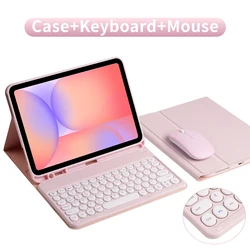 Premium Tablet Keyboard Case with Bluetooth Connectivity and Protective Cover for Tab S6 Lite 10.4in (Pink and Mouse)