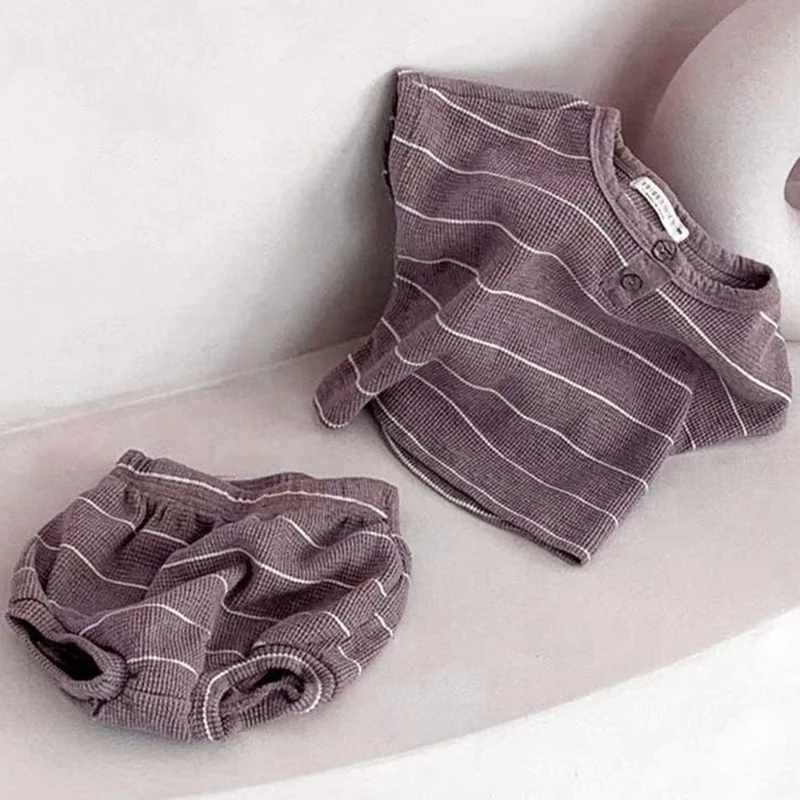 0-3Y Baby Clothing Set Summer Lining Girls Sports Set Striped Tee and Bloomer 2Pcs Boy Clothes Suit Outfits Infant Clothing Set 3