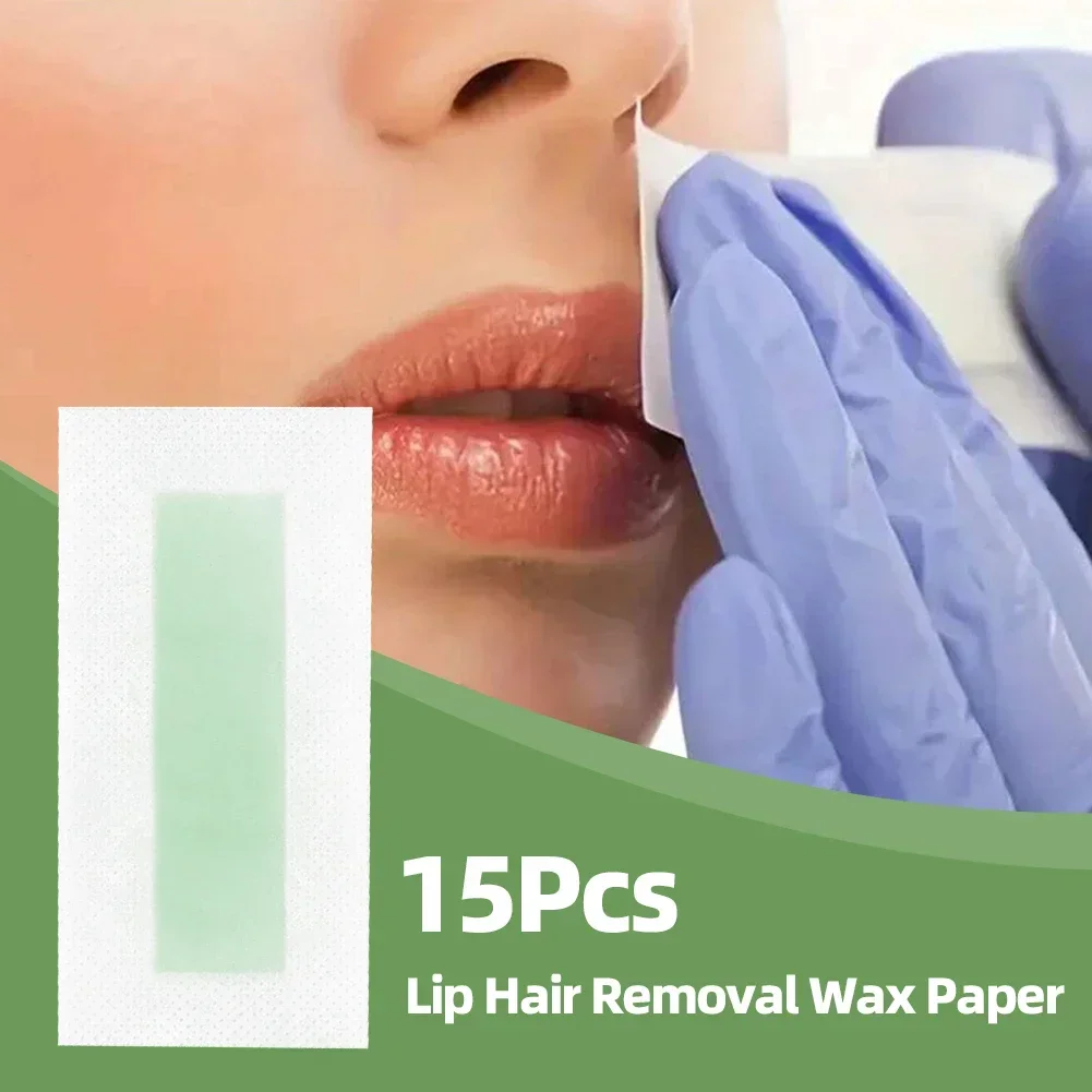 15Pcs Facial Summer Professional Hair Removal Wax Paper For Ladies Face Lip Sticker Non-Permanent Mustache Lip Hair Remover hair removal wax hair removal wax paper