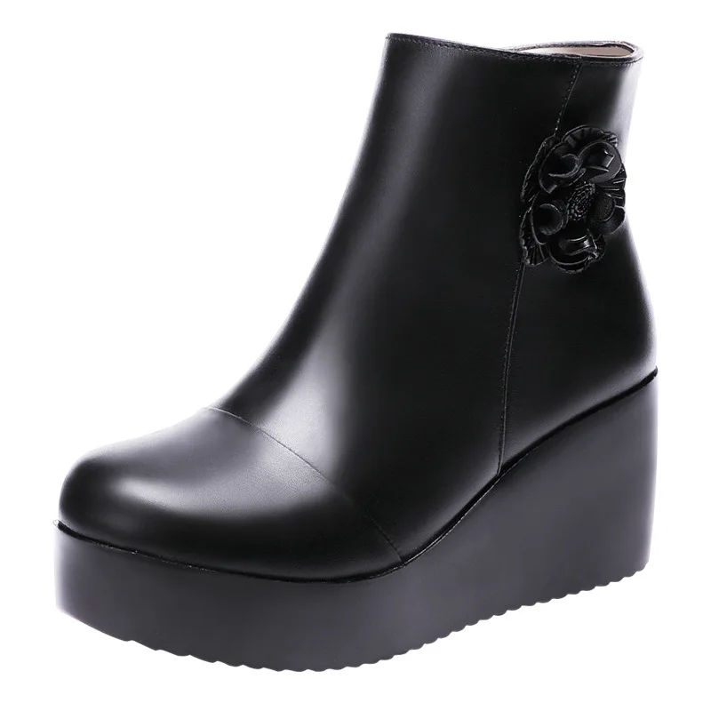Fall/Winter 2023 Booties Round Toe Wedge Heel Large 32-43 Women's Boots Thick Soled Wedge Platform Martin Boots Mother Boots