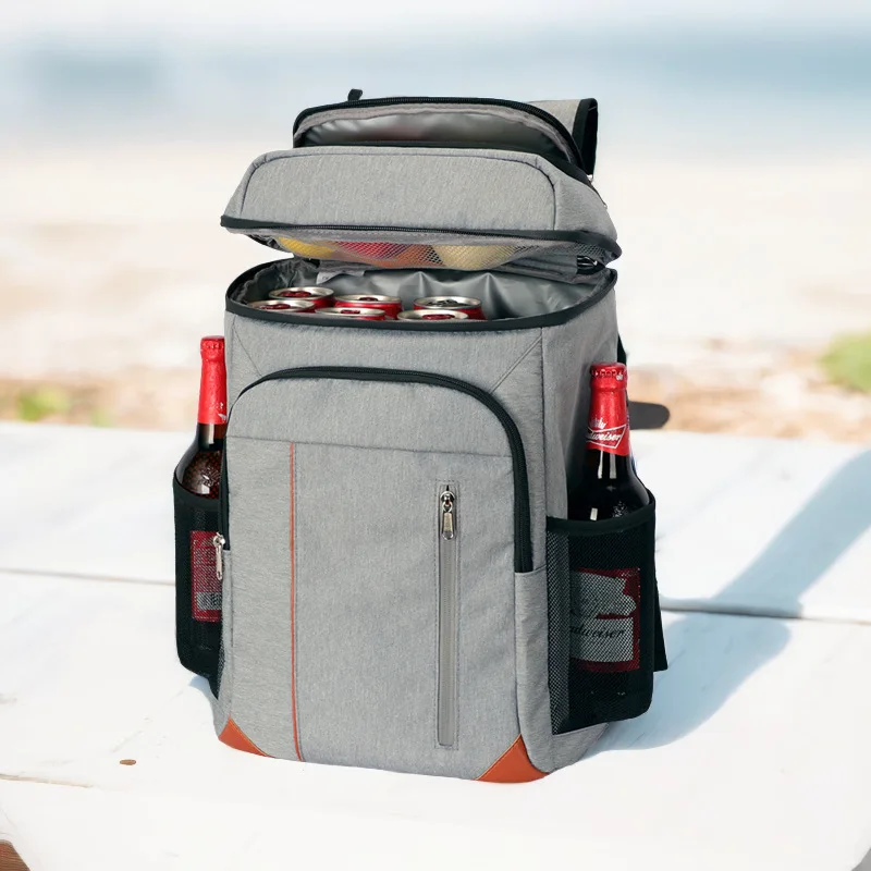 Double shoulder insulated bag outdoor camping large capacity waterproof refrigerated picnic bag beer double layer backpack