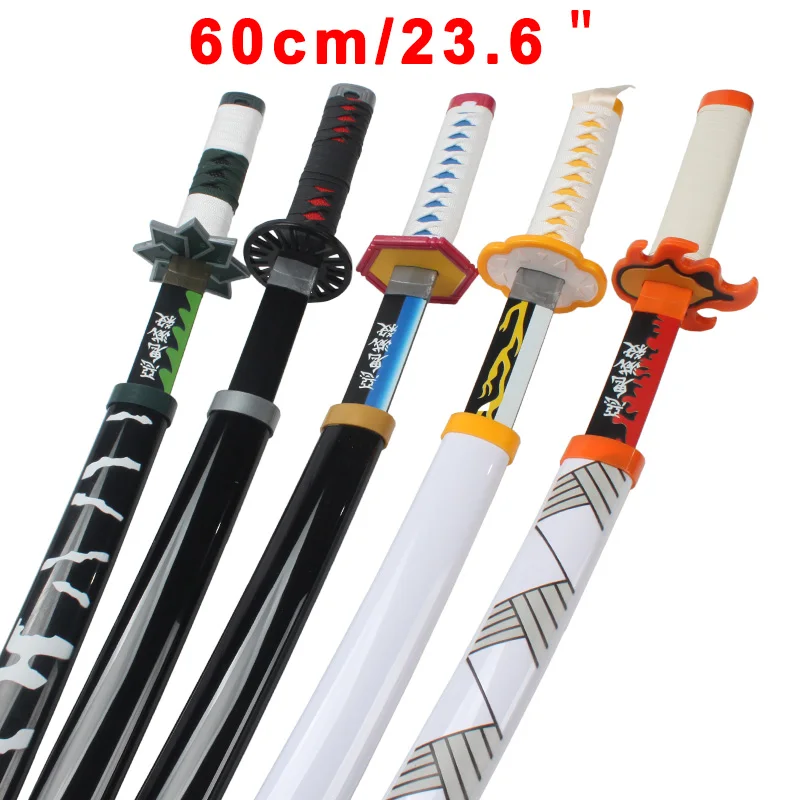 60cm/23.6in Demon Slayer Katana Anime Character Cosplay Sword kimetsu no yaiba Tanjirou Giyuu Blue Muichirou