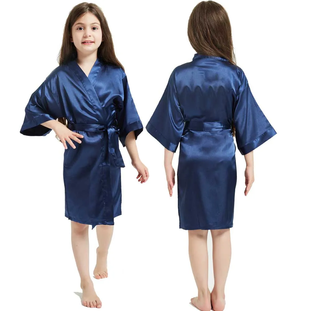 Pink Bathrobes for Girls Nightwear Satin Silk Kids Robes Summer Girl Nightgown Sleepwear Children Kimono Wedding Spa Party Dress - 4