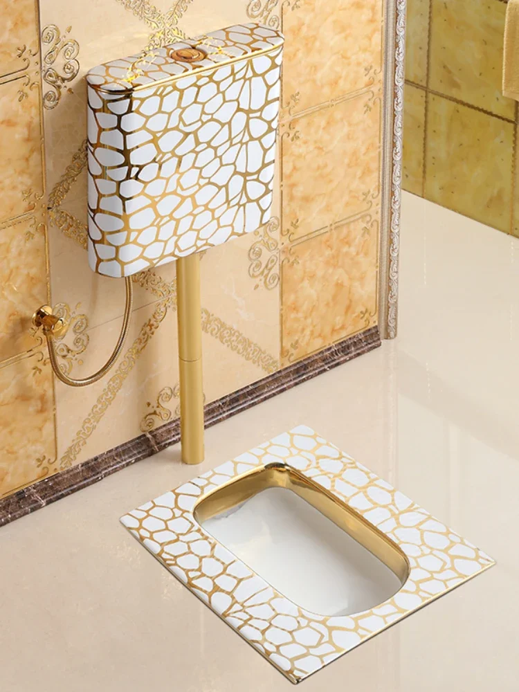 #*Gold toilet water tank suit squatting toilet basin chair large urinal rámica  унитаз напольный 2