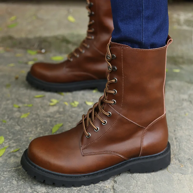 

Italian Handmade Leather Men's Formal Boots High Top New Winter Shoes Comfortable Ankle Boots for Men Military Boots Snow Boats