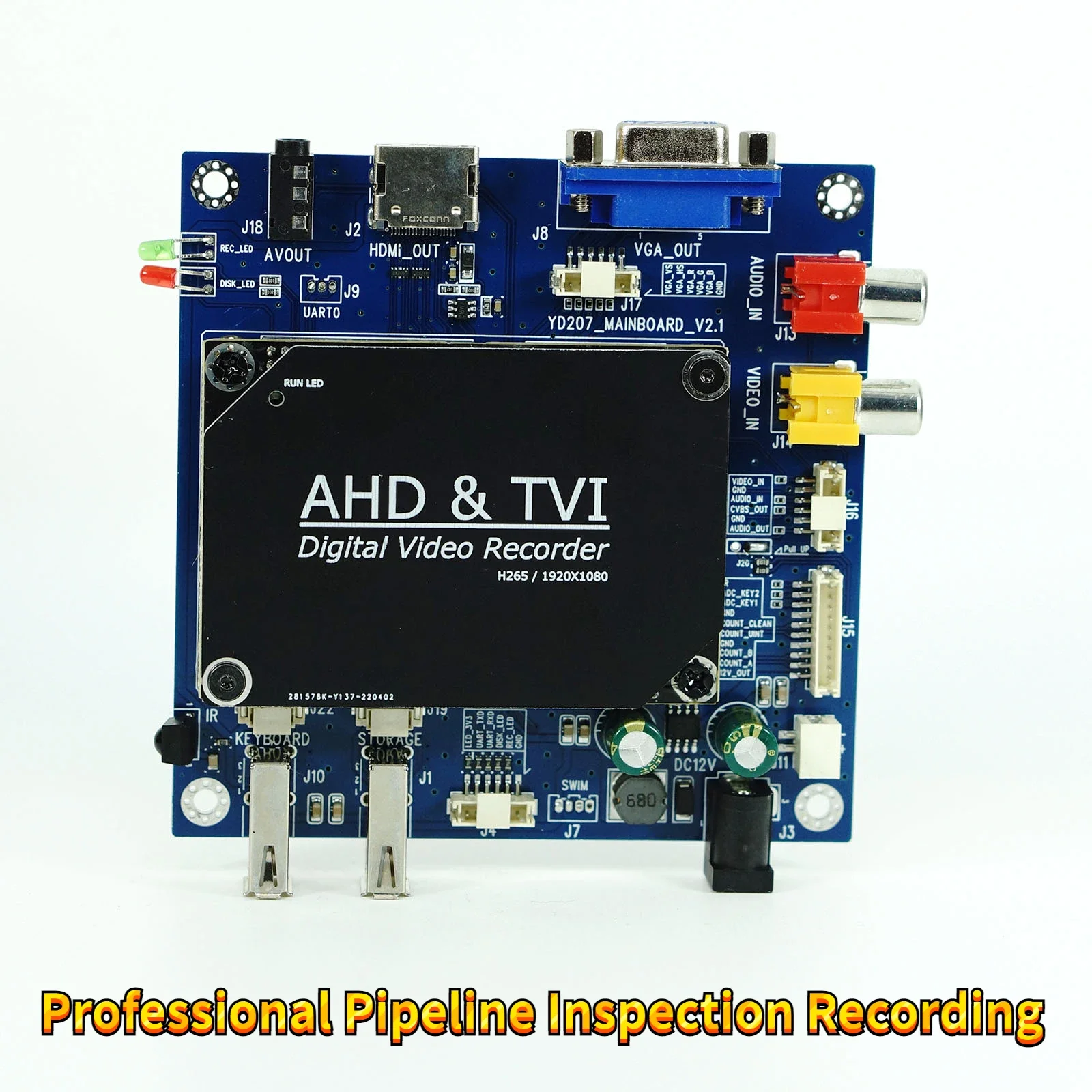 Professional Pipeline Inspection Recording System Main Board supports analog CVBS/ AHD 1080P/720P video input/SD/U-disk storage