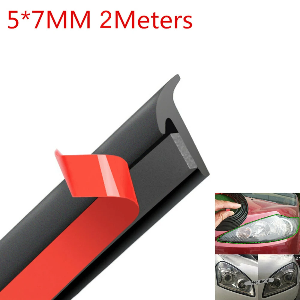 2/5M 5MM*7MM T-Type Rubber Sealing Strip Black Sealing Strip Weatherproof For Car Edge Trim Bumper Car Accessories