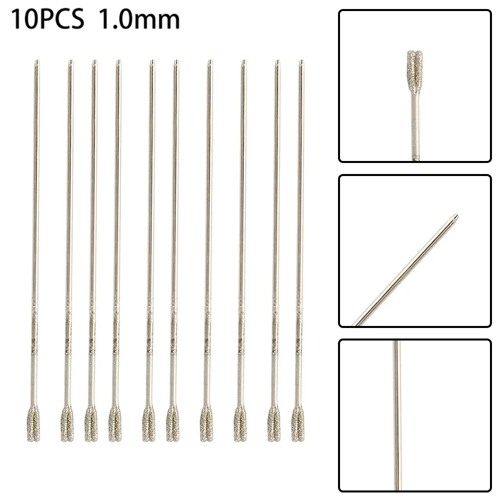 10pcs 1-2.4mm Diamond Drill Bit For Jade Stone Jewelry Hollow Saw Tile Glass Drill Bit Rugged Workshop Power Tools Accessories