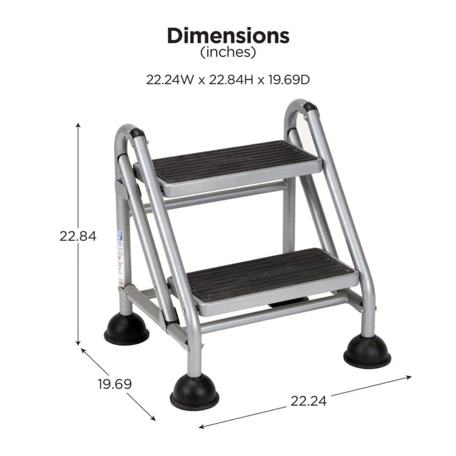 US 2-Step Rolling Steel Step Ladder 2