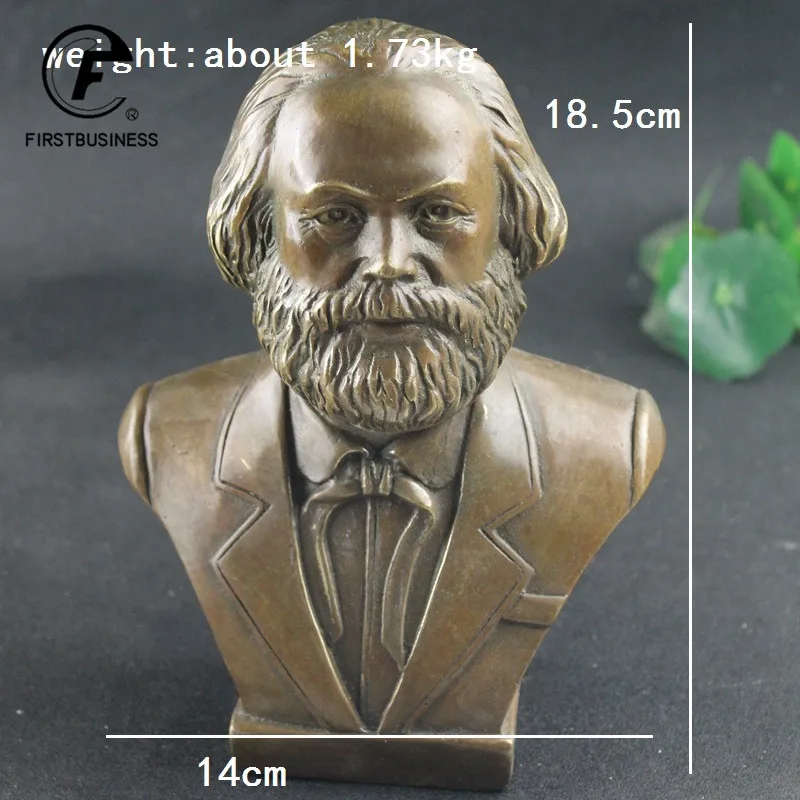 Antique Brass German Great Communist Karl Heinrich Marx Bust Bronze Statue Figurine Retro Copper Desktop Ornament Decor Crafts 2