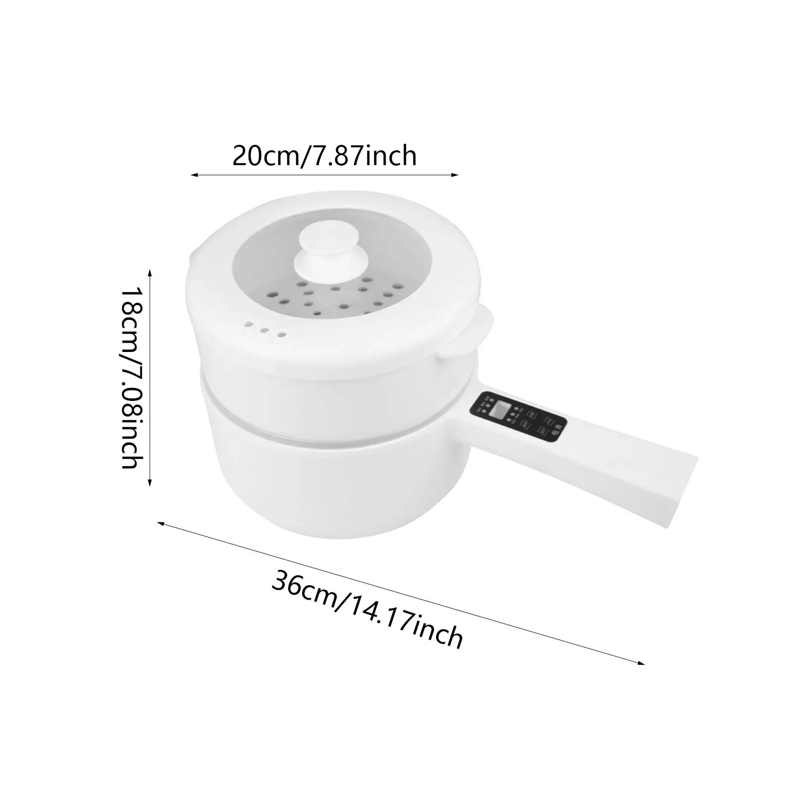 Electric Pot Noodles Cooker Frying Pan Nonstick Soup Pot Portable Multipurpose Ramen Cooker for Steak Soup Eggs Pasta Ramen 6