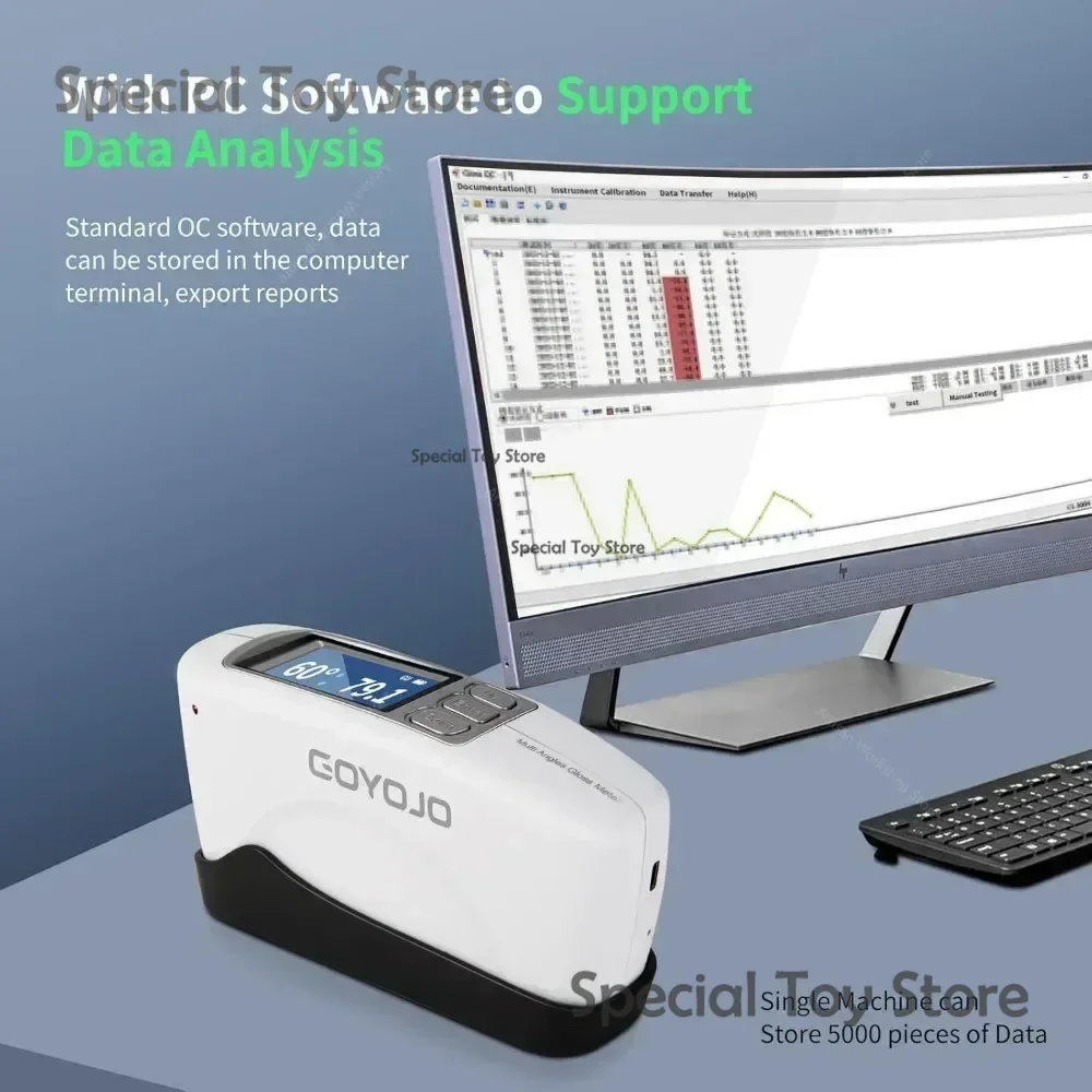 Three Angles Gloss Meter 20&ordm; 60&ordm; 85&ordm; Glossmeter with Calibration Board for Stone Paint Ink Floors Software Data Analysis 0-200Gu