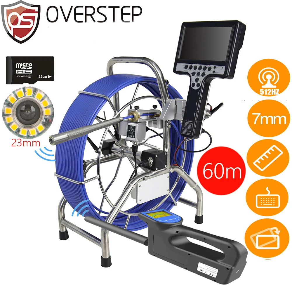 60M7mmDVRSewerDraincamera23mm512hzsondeendoscopeinspectioncameraautoselfleving