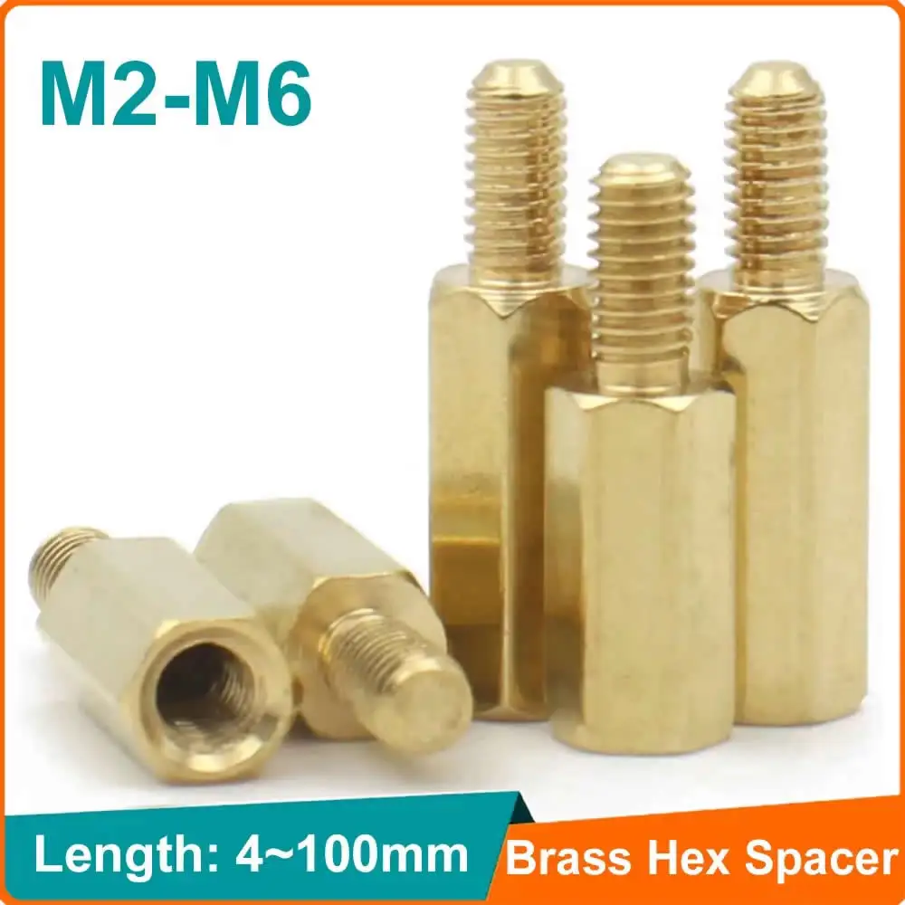 5/50pc Solid Brass Copper M2 M2.5 M3 M4 Hex Standoff Hexagon Pillar M-F F-F Male-Female Female Spacer For PCB Board Motherboard aluminum standoff spacer