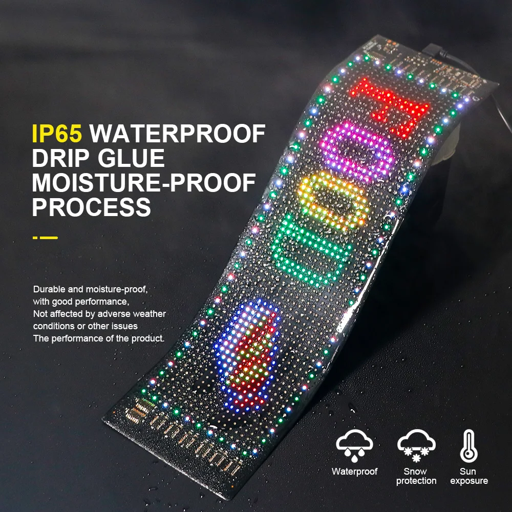 USB LED 매트릭스 픽셀 패널, 앱 제어, 유연한 스크롤, 밝은 광고, RGB 패턴, 자동차 애니메이션 디스플레이, 5V