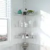 Adjustable Shower Caddy Corner Tension Pole Stainless Steel Organizer Stand Bath Storage Rack with 4 Tier Baskets and Hooks 1