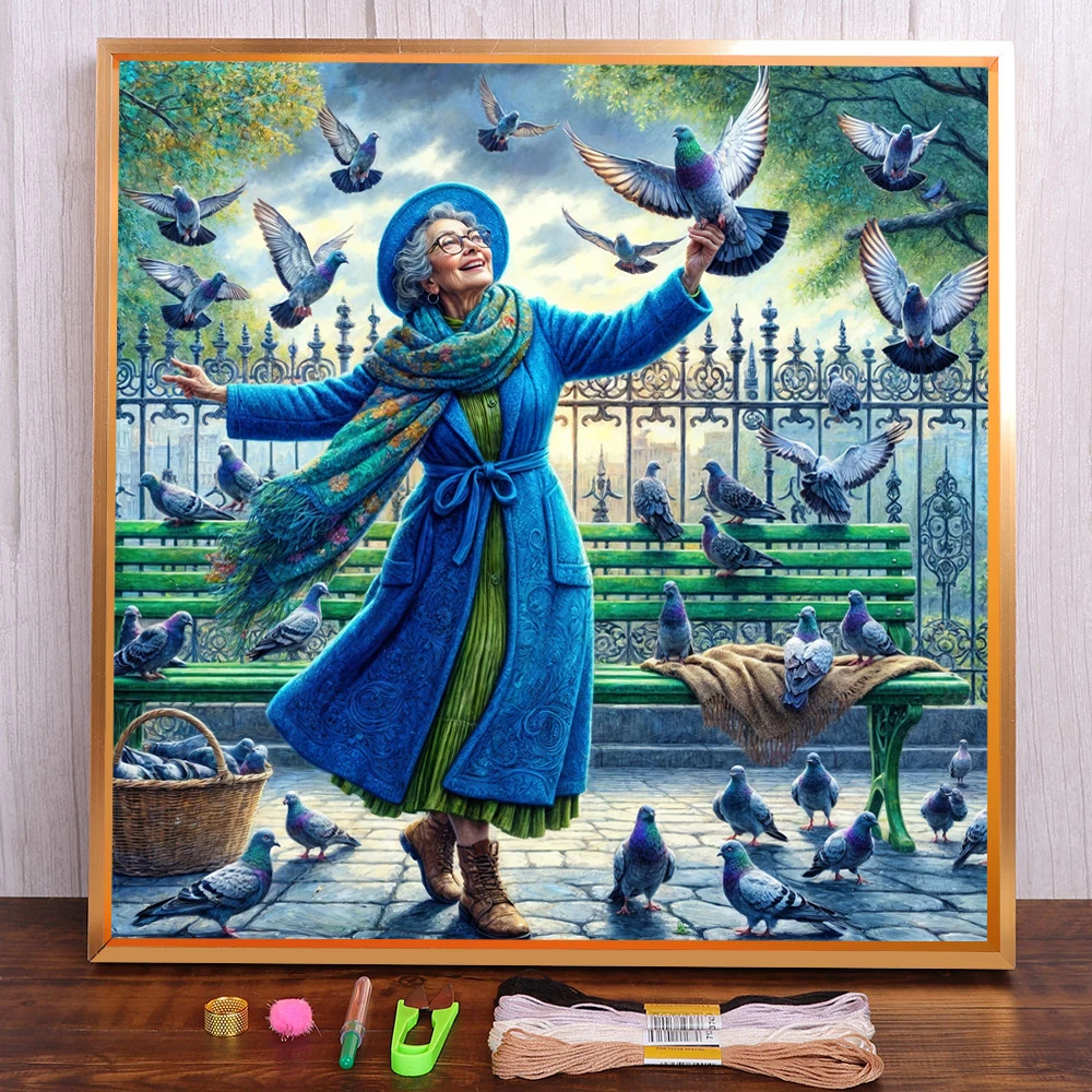 Dove Lady Bedruckte Leinwand Kreuzstich Komplettset DIY Stickerei Handarbeit Malerei Handarbeit Handarbeit Nadel Home Decor Gestempelt
