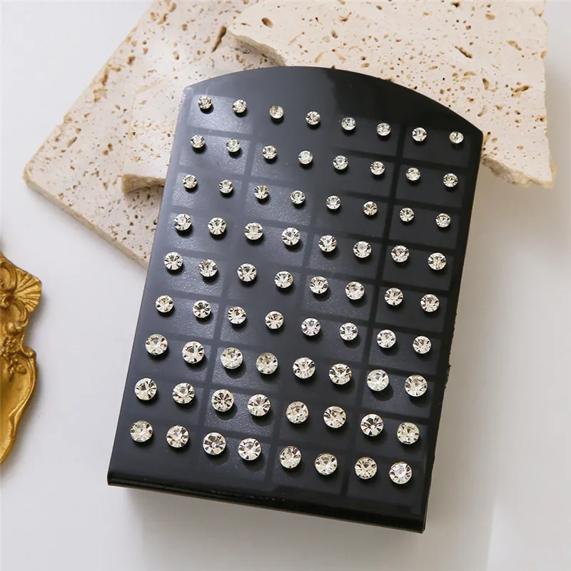 Rhinestone Earrings 36pairs Mixed Sizes For Women Girls Crystal Earrings Set Wedding Party Jewelry Gift
