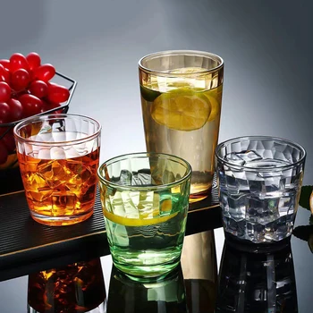 Tazza di plastica colorata come tazze d'acqua Ristorante riutilizzabile per uso domestico Tazze di succo di latte Bicchieri di whisky Bicchieri trasparenti per la cucina 1