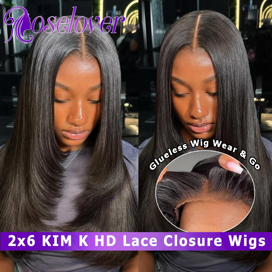 Layer Cut Wigs 2x6 KIM K HD Lace Closure Wigs Glueless wigs Human Hair ...