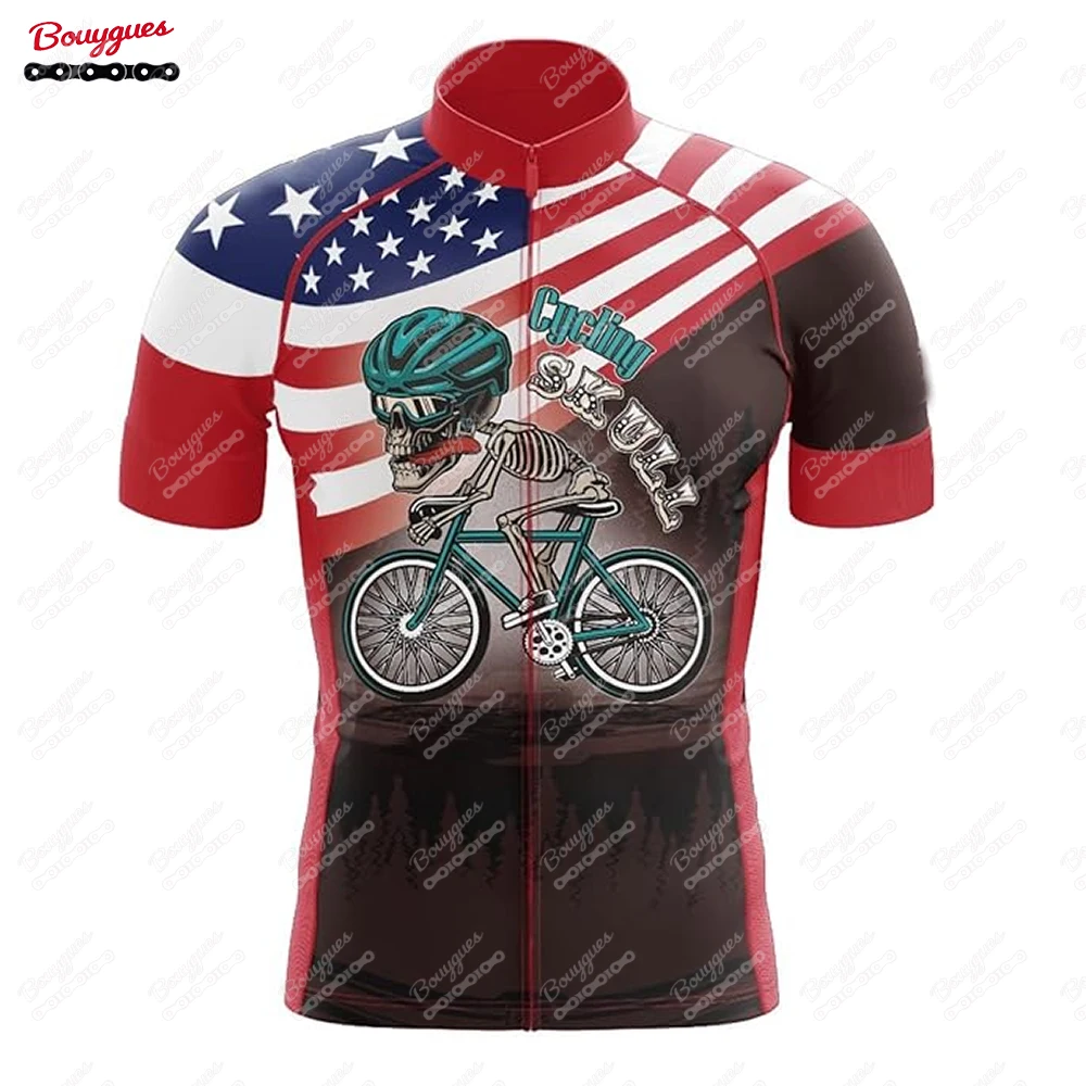 thumbnail image 1 of 17 SKULL Camiseta de ciclismo para hombre, camiseta de ciclismo de montaña, ropa de ciclismo de carretera, blusa de manga corta de verano para ciclistas, 1 of 5