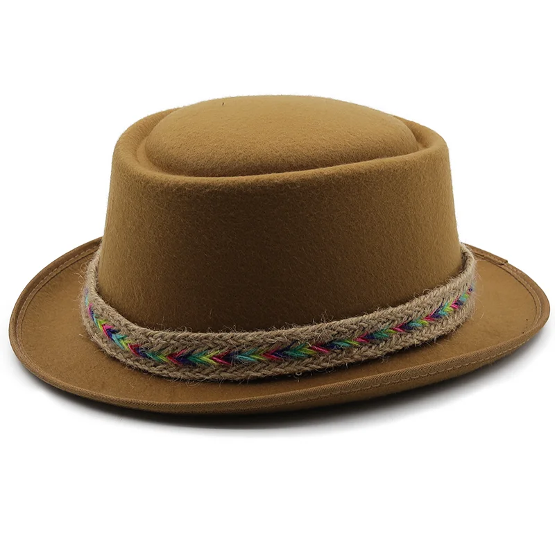 Neue Herbst Winter Retro Jazz Hüte Männer im Mittleren alter Filz Fedoras Kappe Für Männliche Solide Trilby Panama Hut Schwarz Bowler hüte – Detail 11