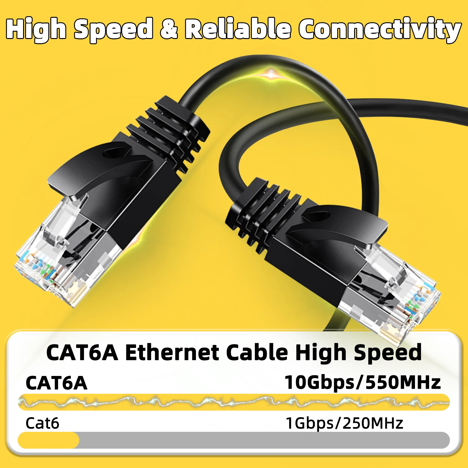 كابل إيثرنت Cat6A فائق النحافة كابل إيثرنت LAN 10...