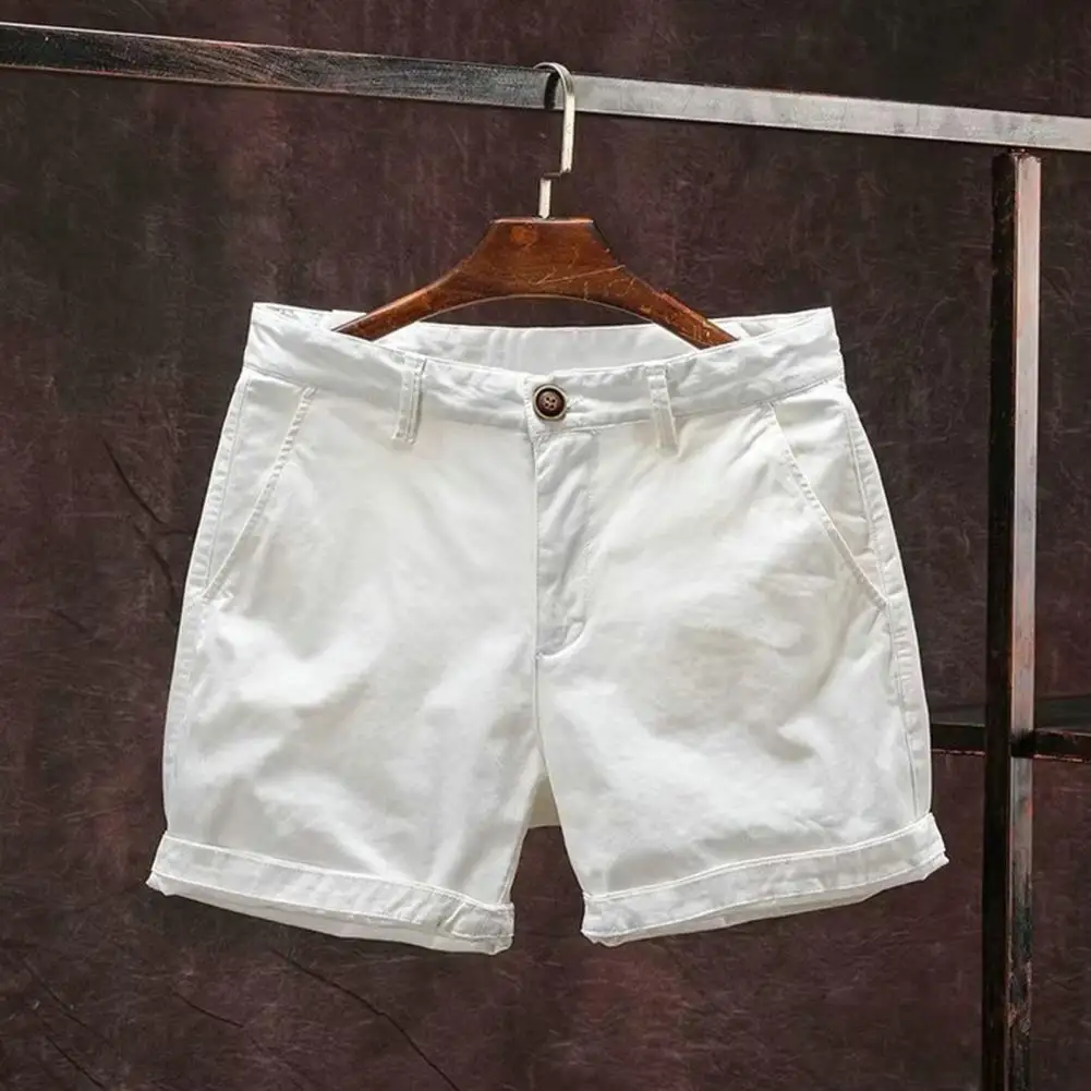 

Men Beach Shorts Men's Casual Cargo Shorts with Elastic Waist Pockets Solid Color Beach Shorts for Summer Streetwear Pockets
