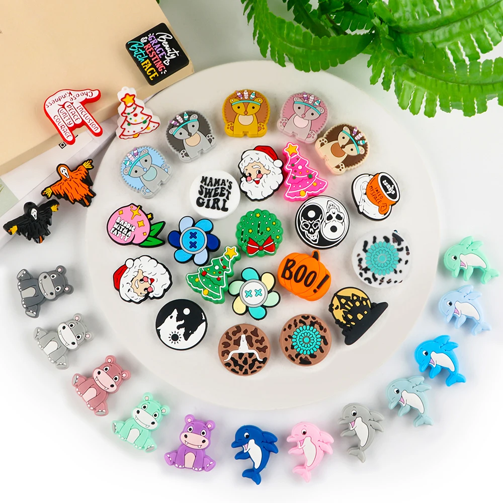 

Sunrony 5/10Pcs New Cartoon Silicone Beads For Jewelry Making Halloween Christmas Bead DIY Jewelry Accessories To Make Bracelet