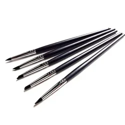 Silicone Nail Art Pen Brush Set - 5 Pieces for 3D Design and Manicure Crafting (Black Head)