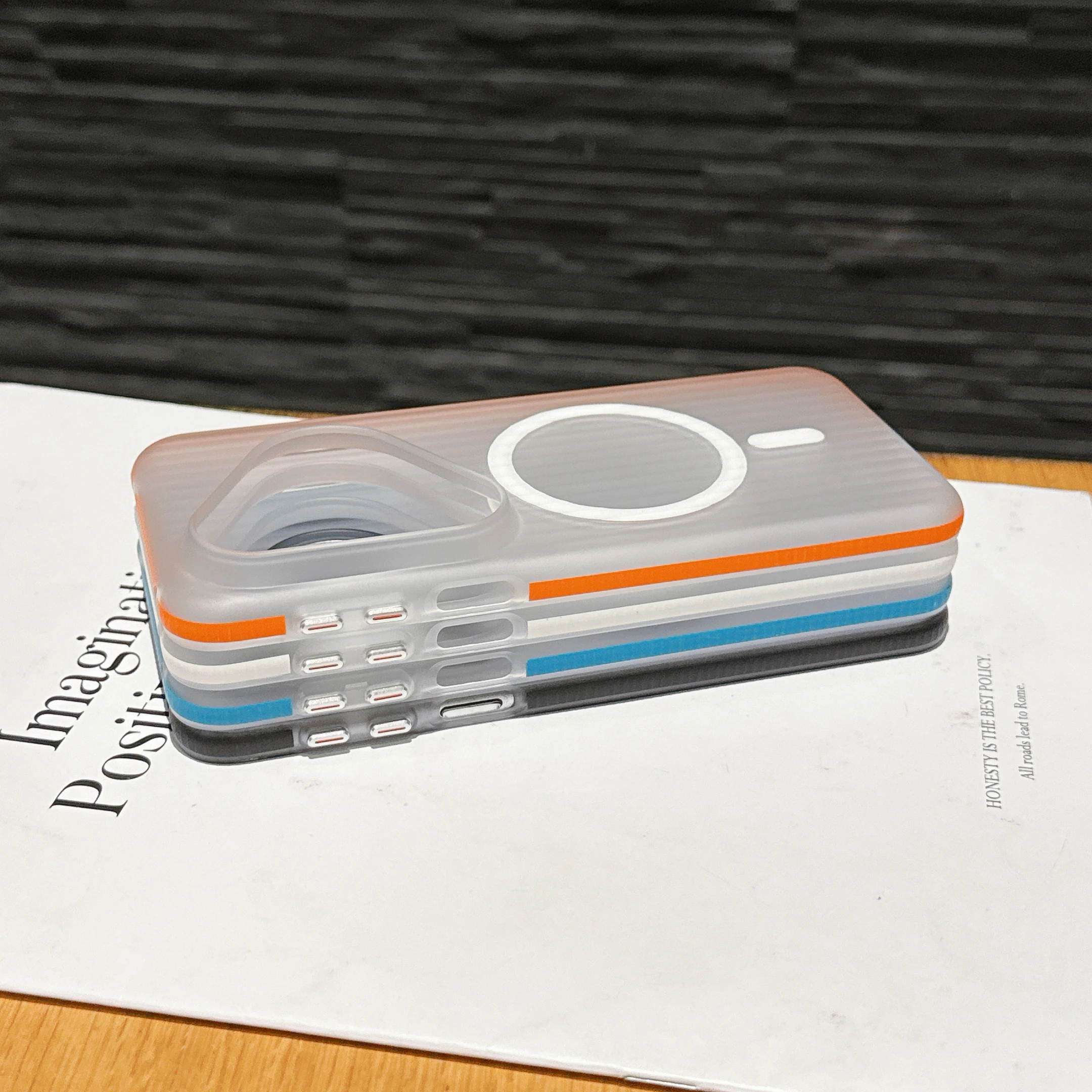 Matte Slim Corrugated Pattern Magnetic Armor Case with Magsafe